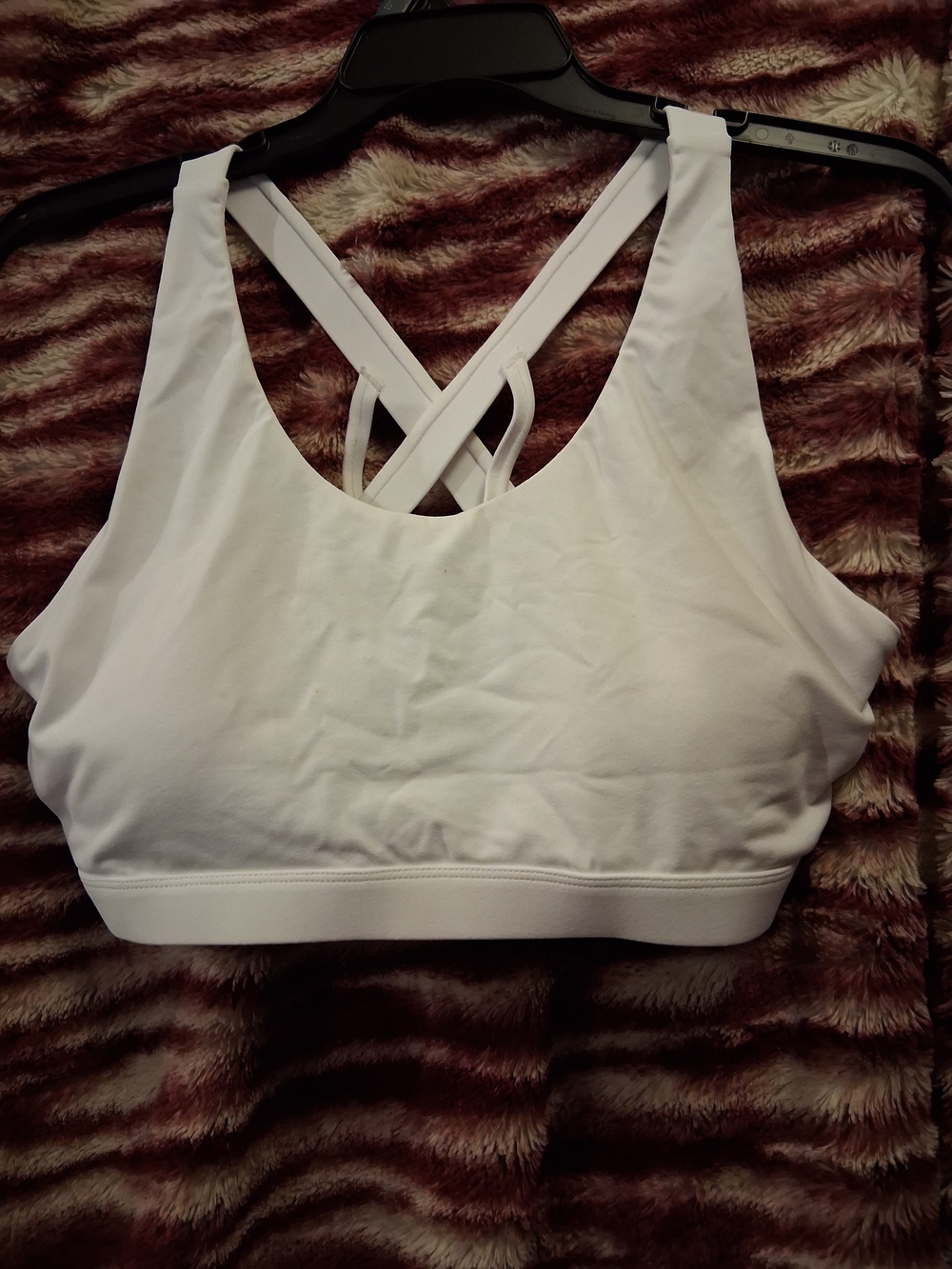 White Cross-Strap Sports Bra with Light Support